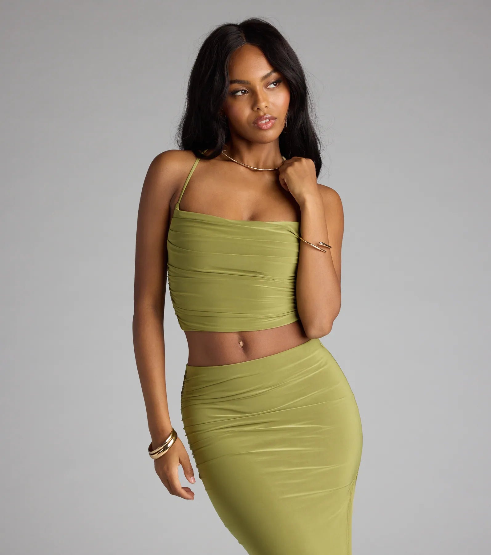 Always Happy Hour Cowl Neck Crop Top