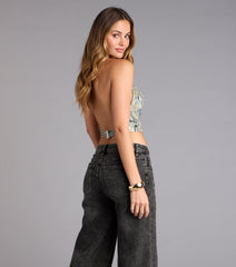 Slithering Heights Snake Print Crop Top