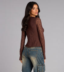 Glam Flair Long Sleeve Lace Top