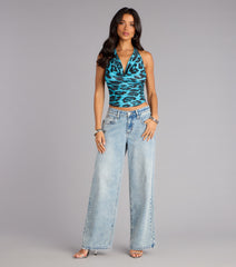 Fierce Instinct Leopard Print Open Back Halter Top