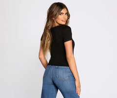 Double Layered Knit V Crop Top