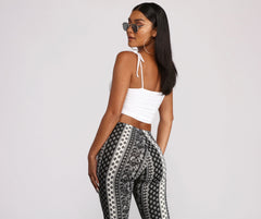 Tie Strap Ruched Crop Tank Top