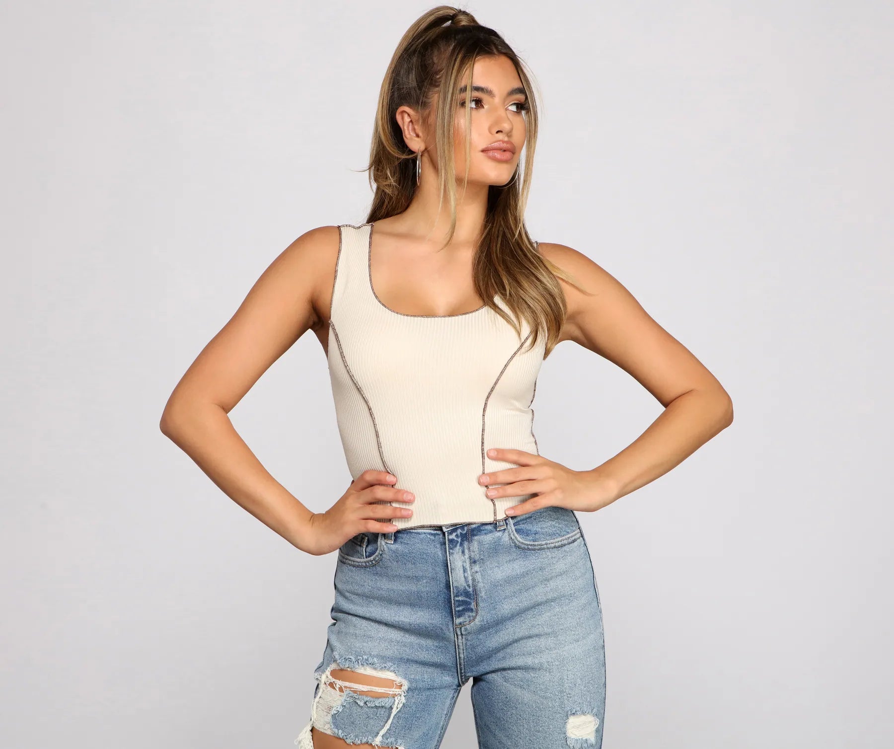 Set The Seams Cropped Tank Top