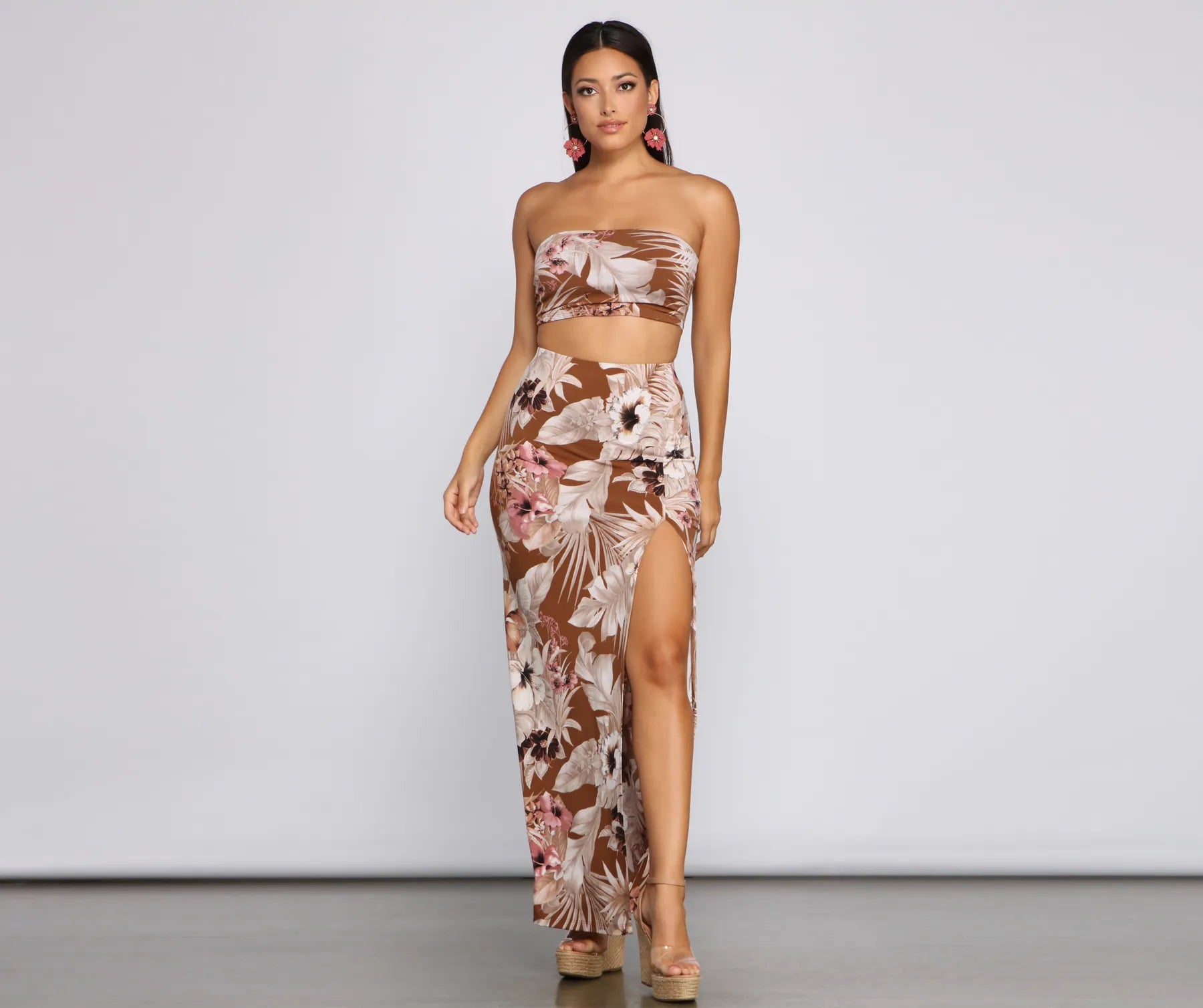 Tropical Palm Leaf Tube Top