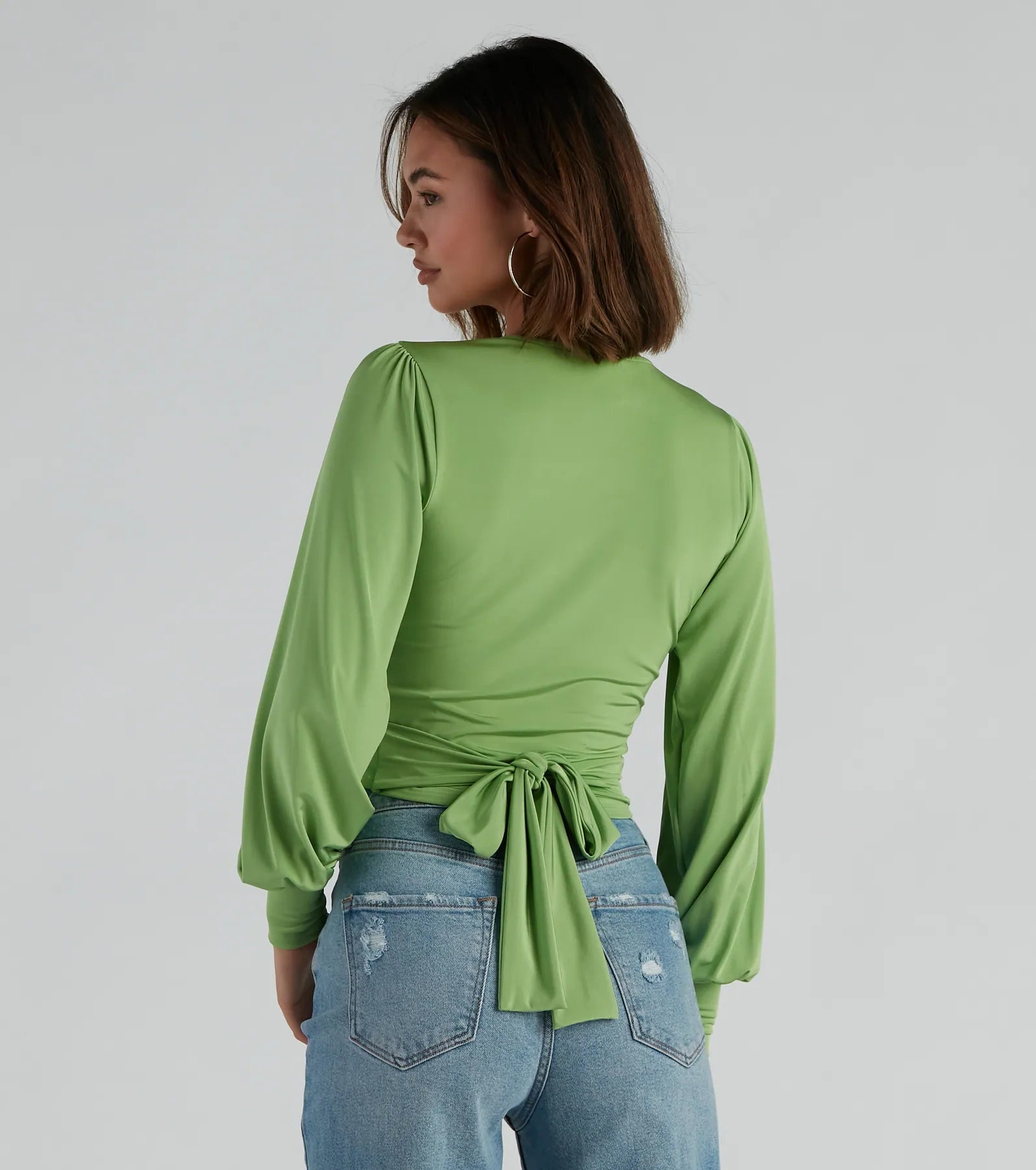 Slinky Knit Wrap Front Top