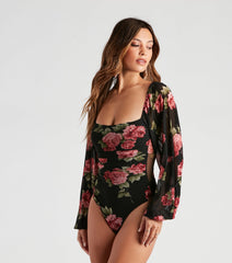 Budding Romance Floral Mesh Bodysuit