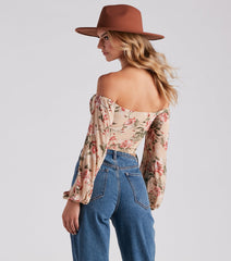 Flawless Floral Mesh Tie Crop Top