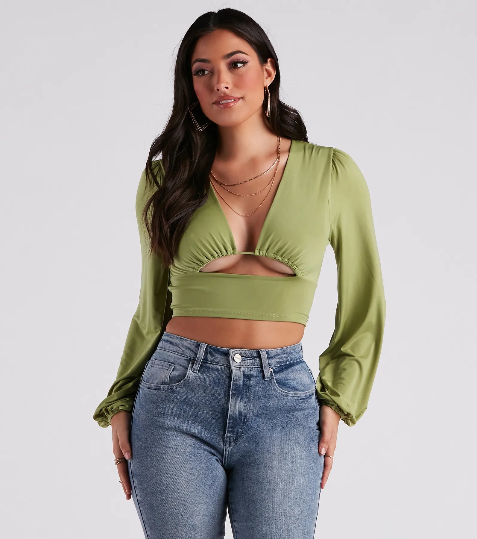 Blown Away Plunge Tie-Back Crop Top
