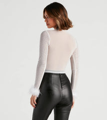 Angelic Babe Mesh Feather Top