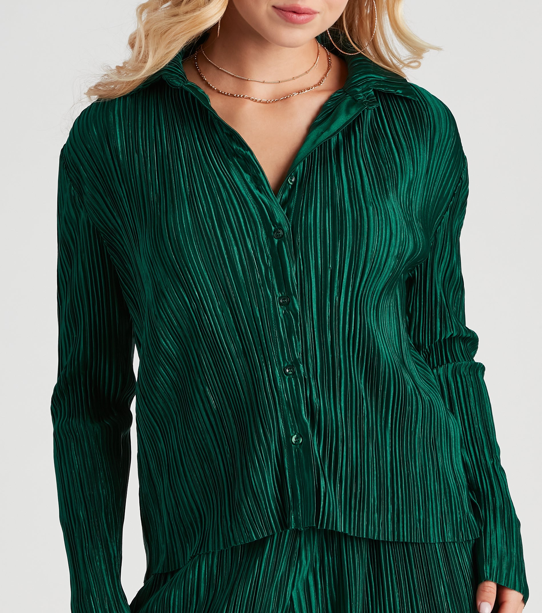 Dinner Date Satin Button Down Top