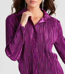 Dinner Date Satin Button Down Top
