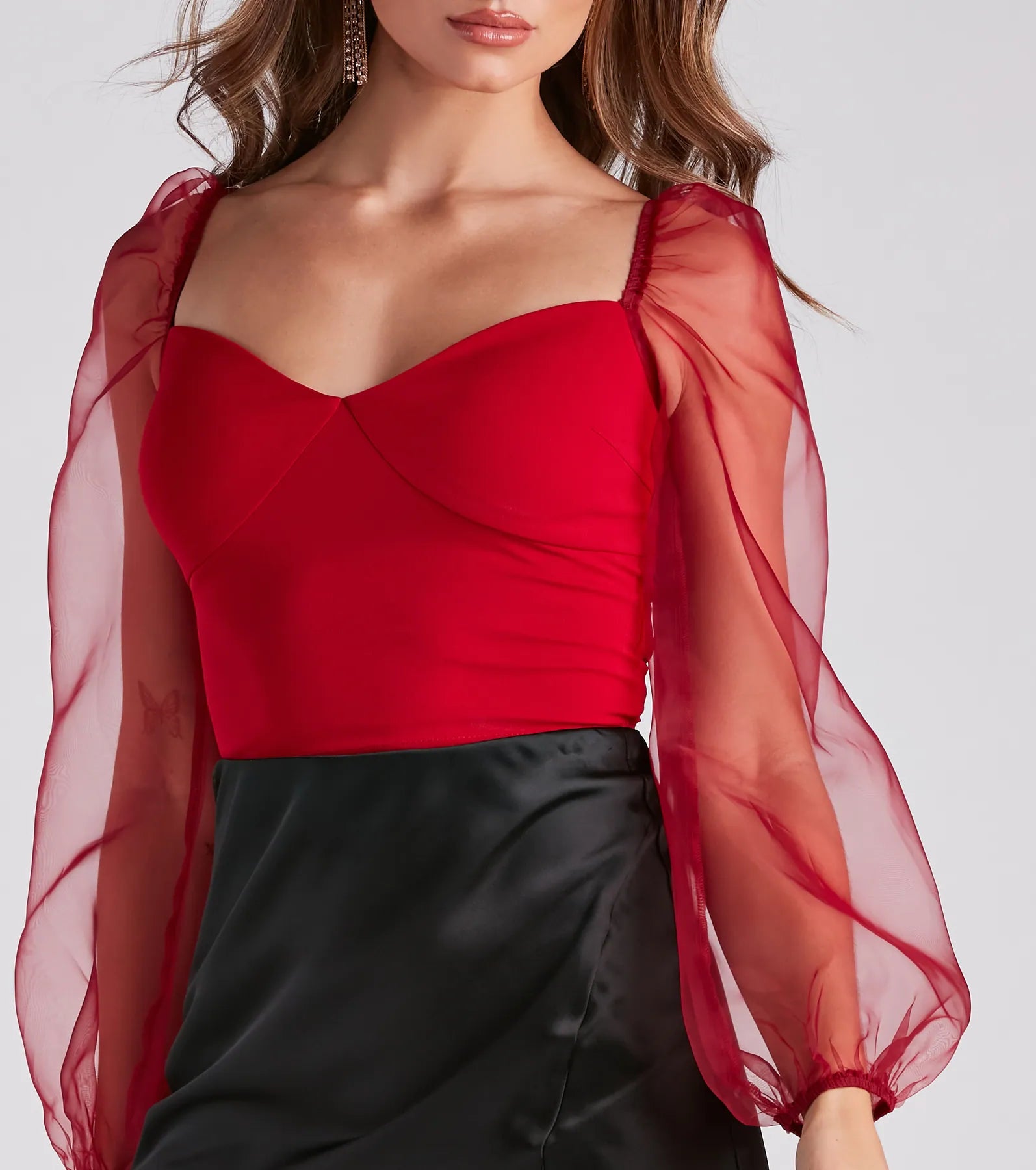 Whimsical Chic Sheer Sleeve Blouse