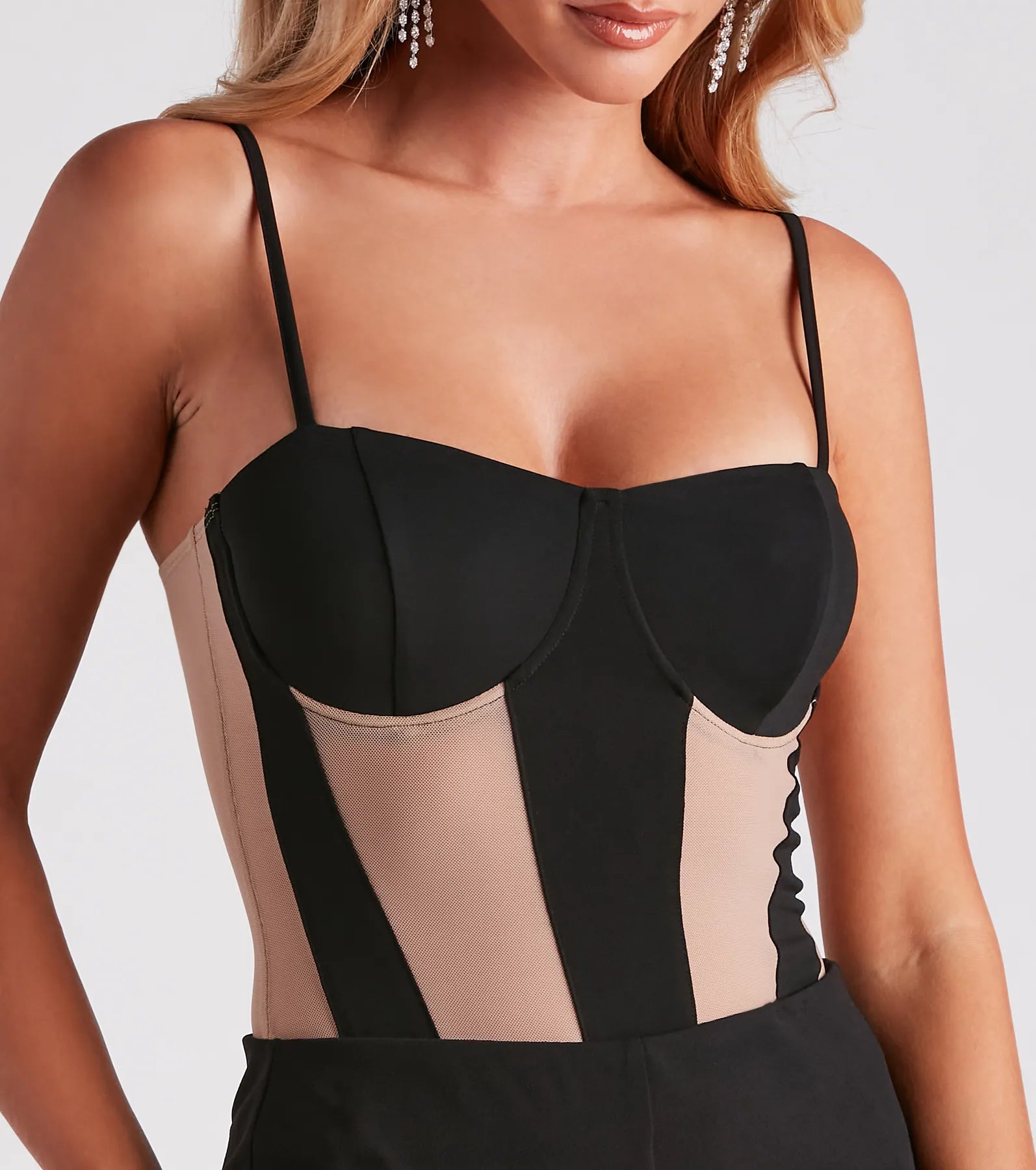 Chic Illusion Contrast Mesh Bodysuit