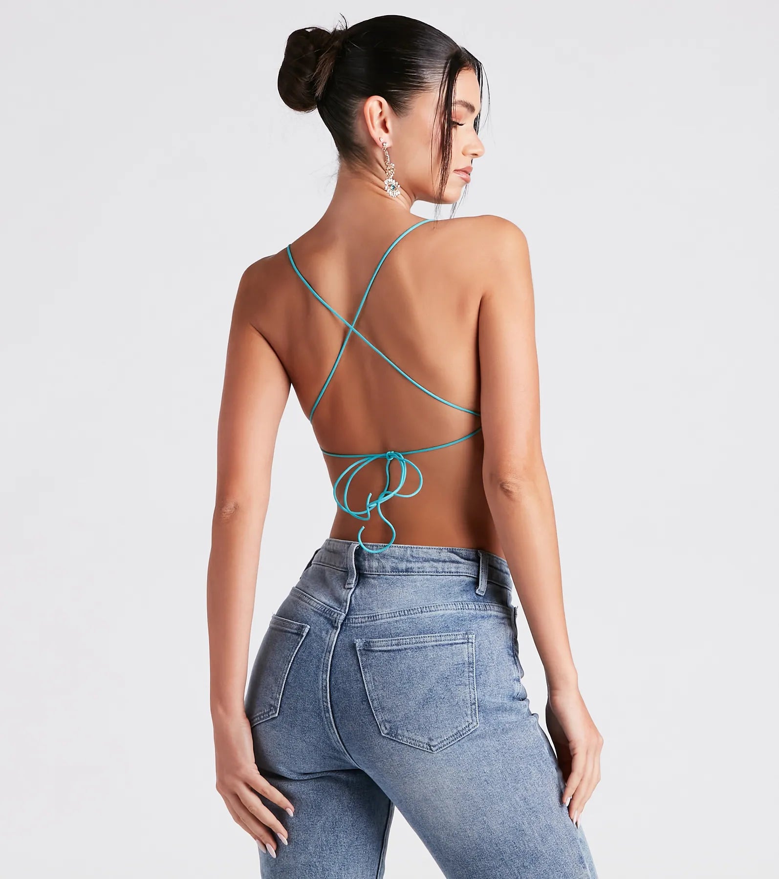 Satin Cowl Neck Strappy Crop Top