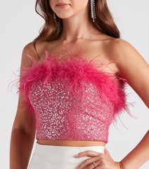 Sweet Darling Glitter Marabou Top
