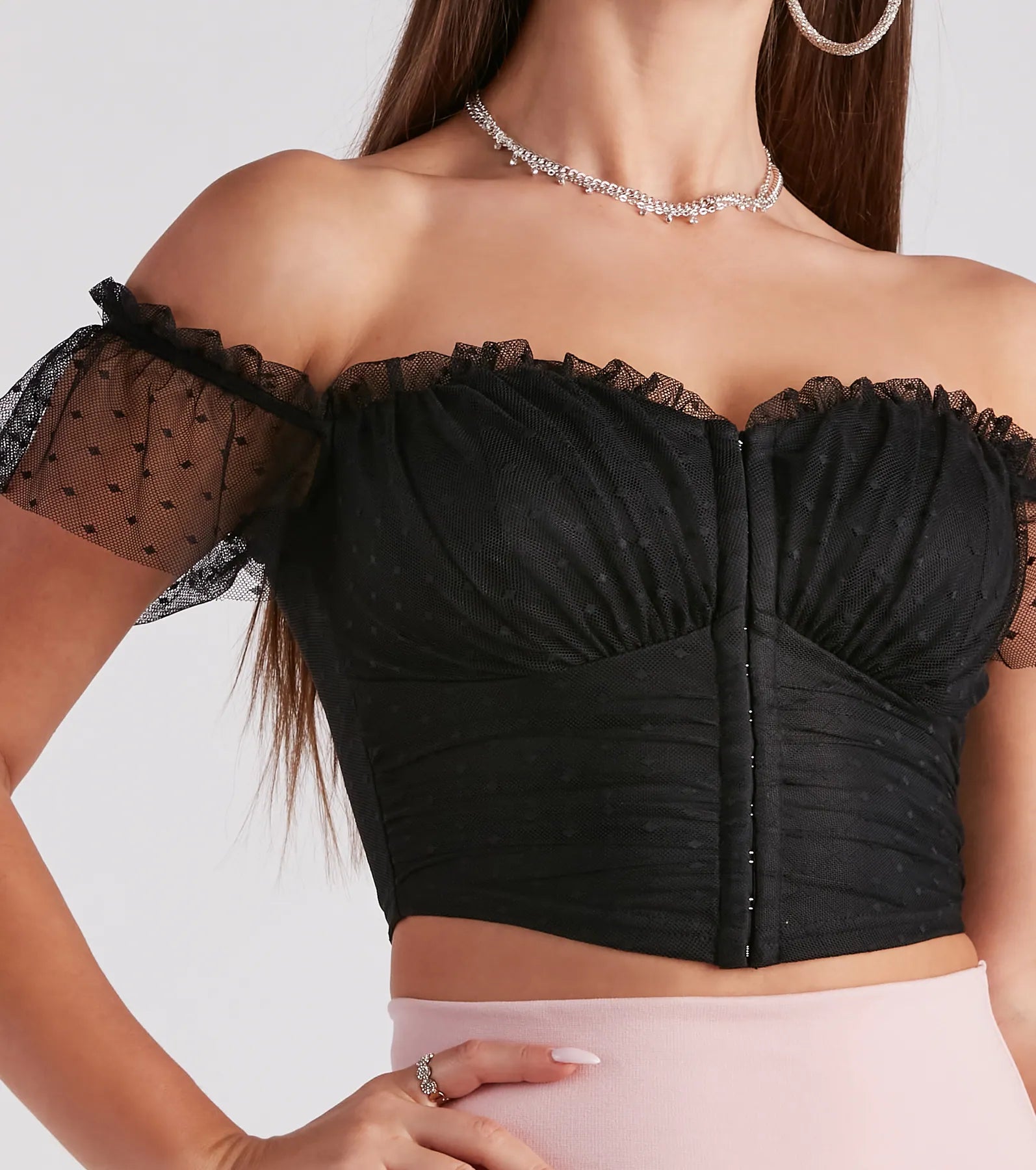 Polka Dot Cutie Mesh Crop Bustier