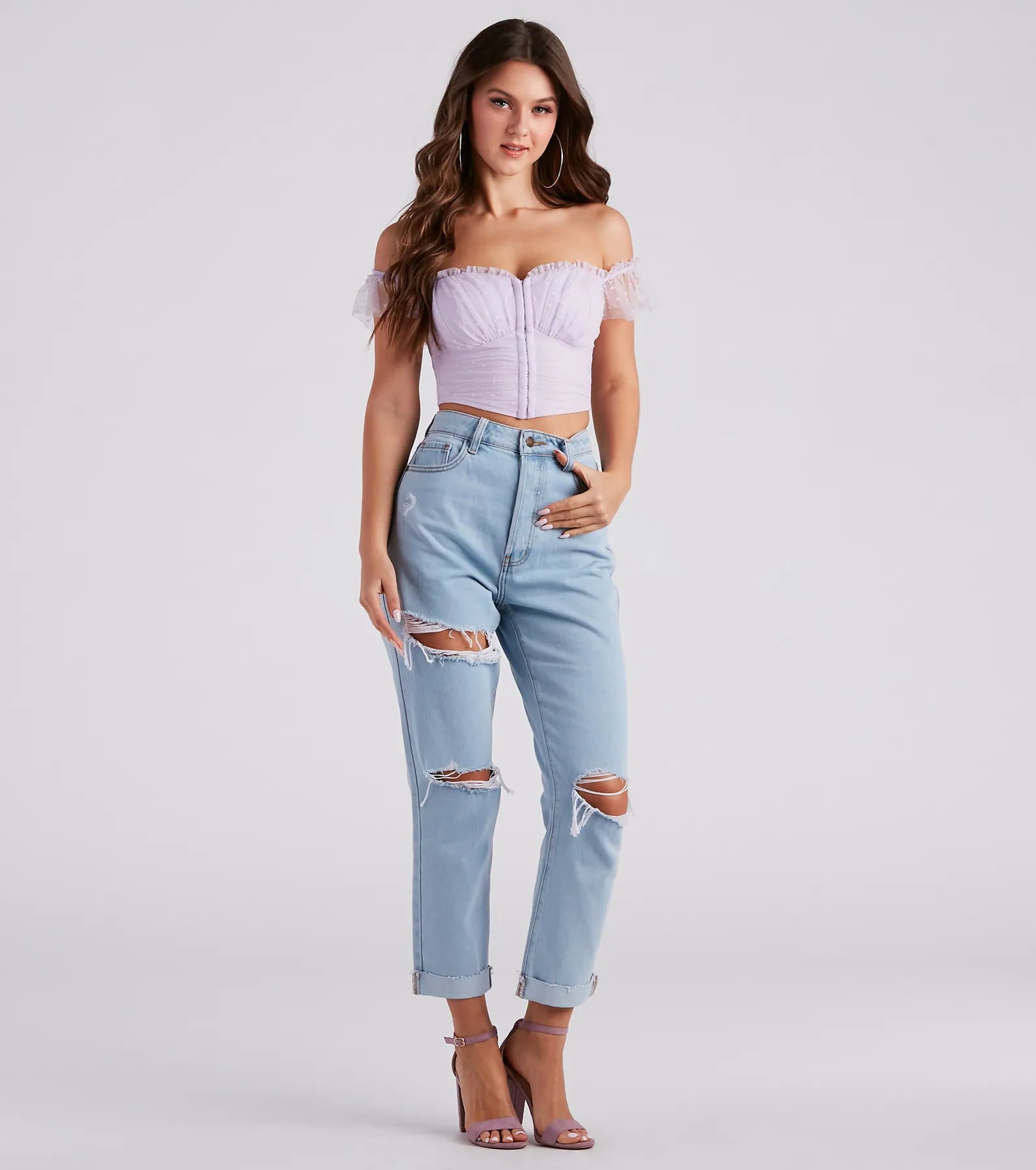 Polka Dot Cutie Mesh Crop Bustier