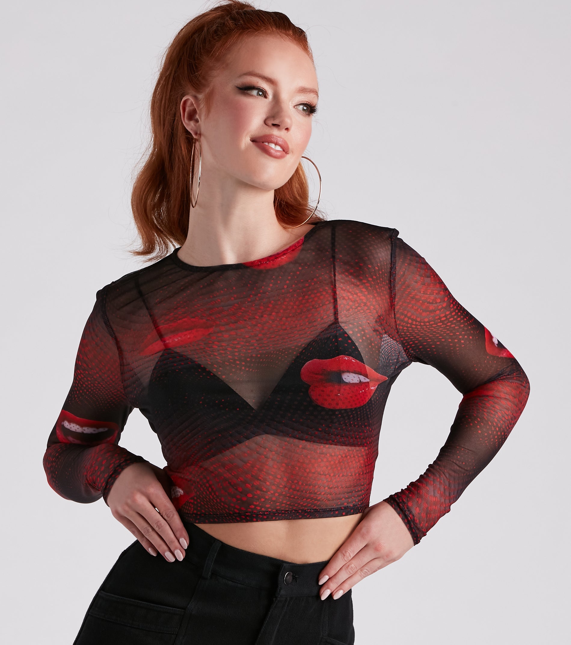 A Kiss On The Lips Mesh Crop Top