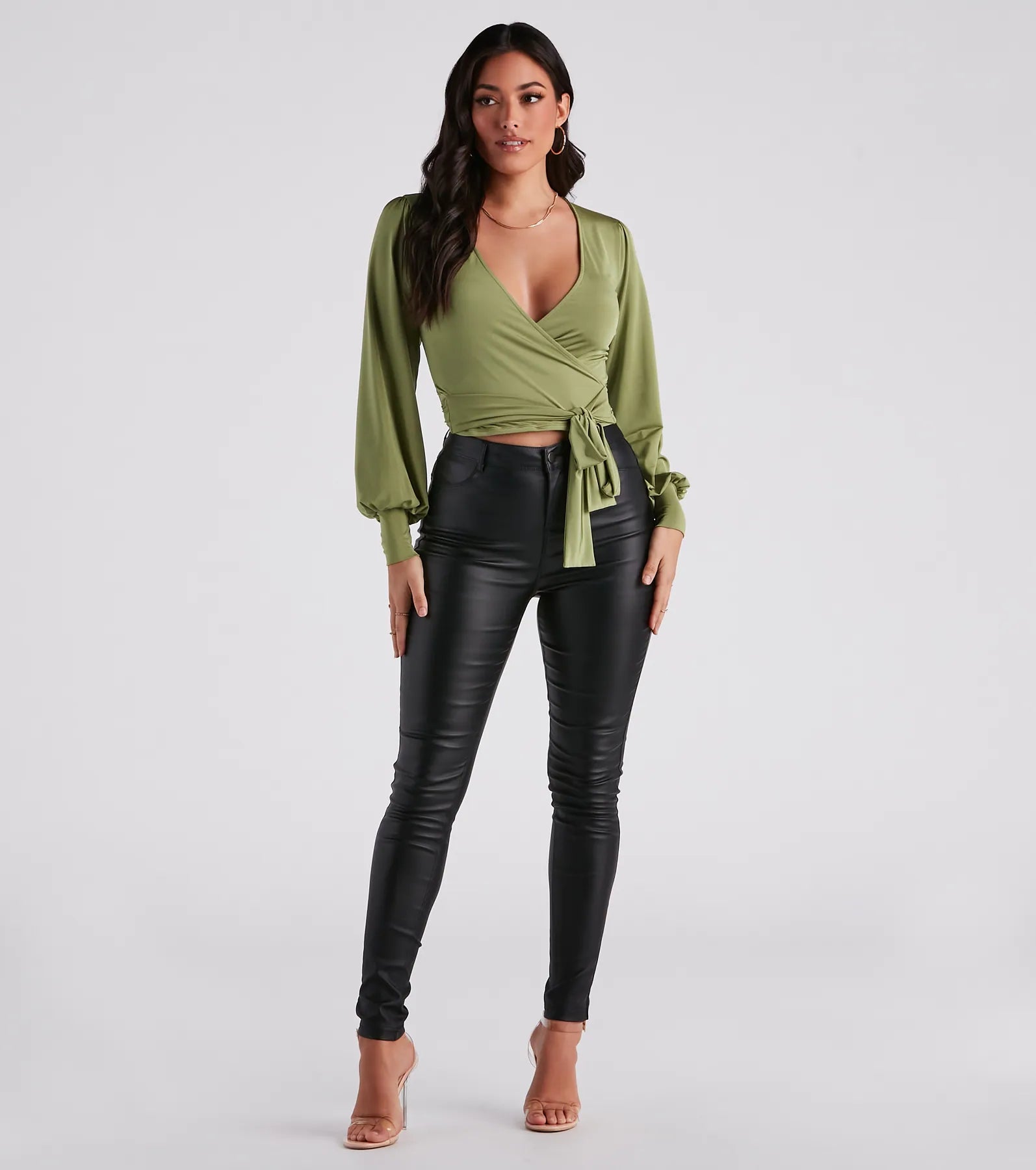 Slinky Knit Wrap Front Top