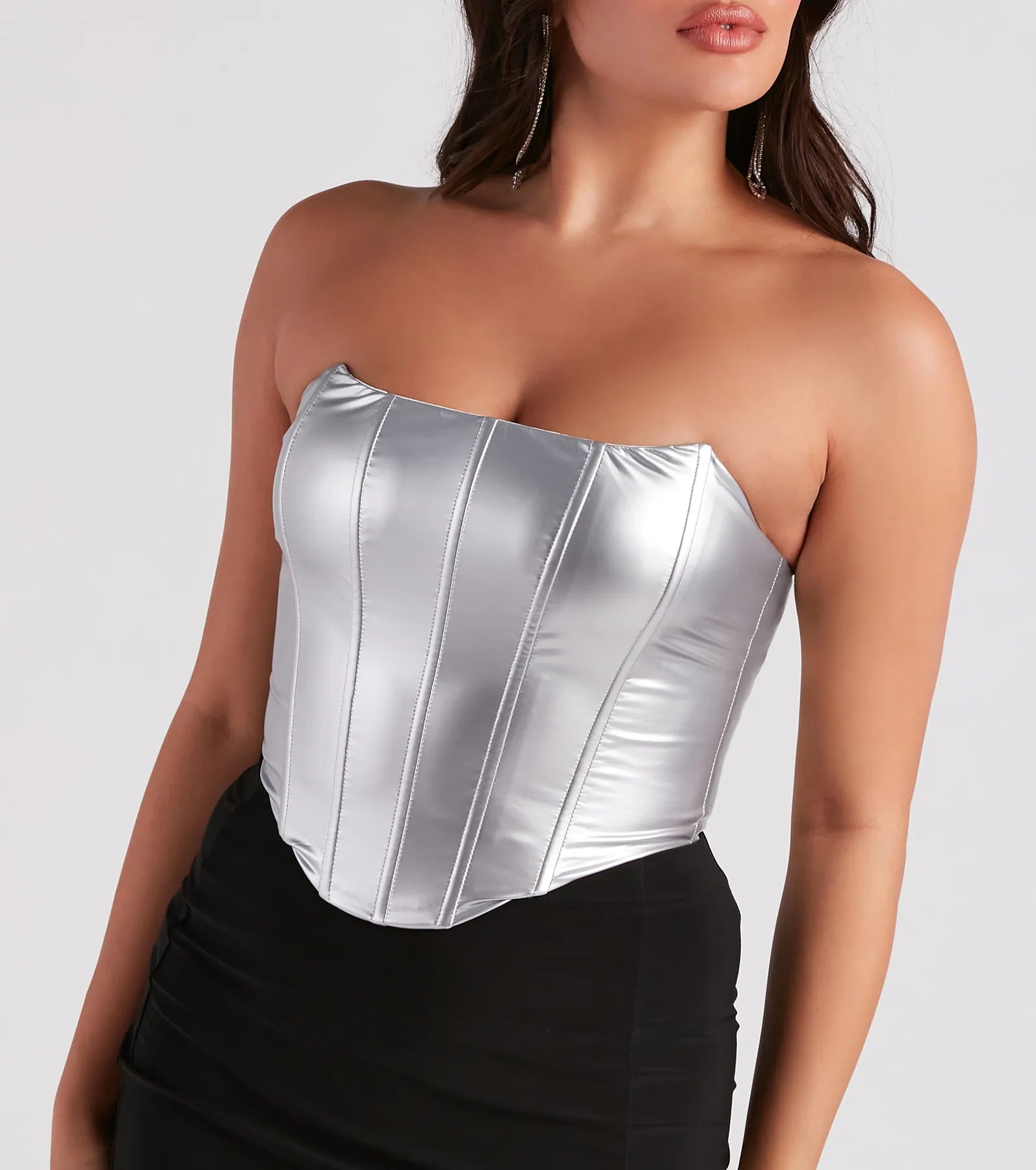 Girl On The Town Faux Leather Corset Top