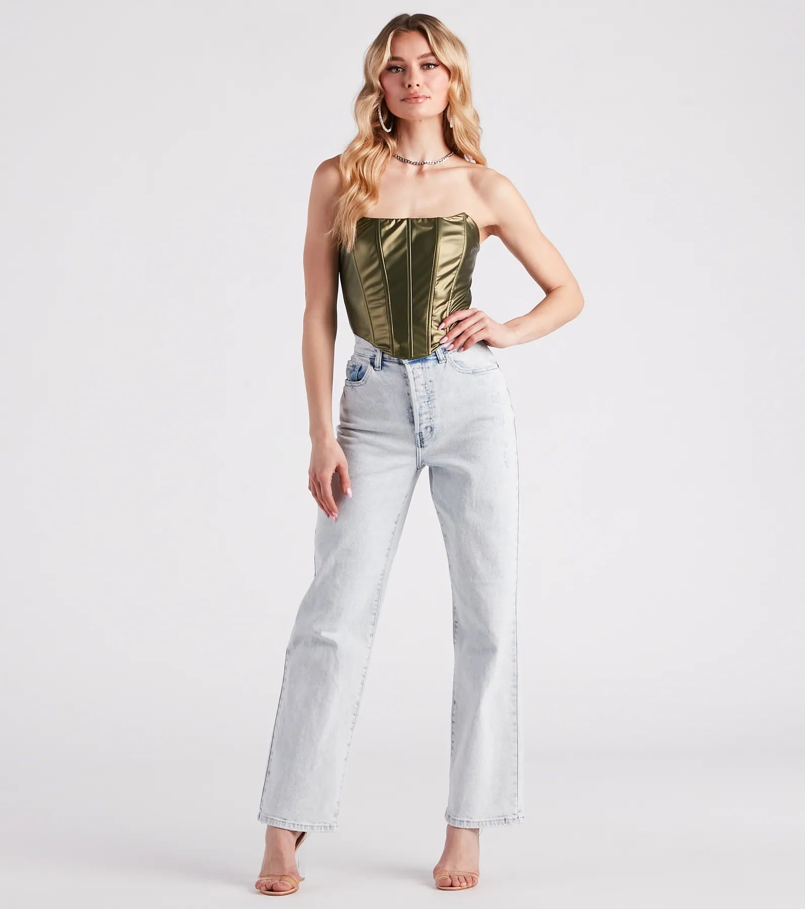 Girl On The Town Faux Leather Corset Top