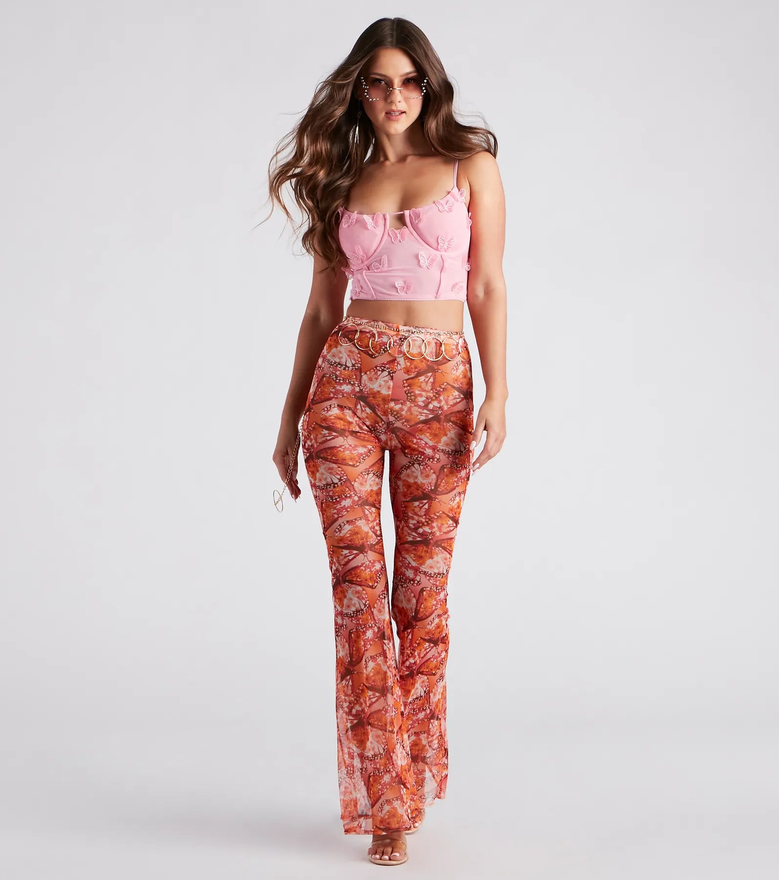 Social Butterfly Mesh Corset Top