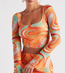 Funky Fresh Swirl Mesh Crop Top