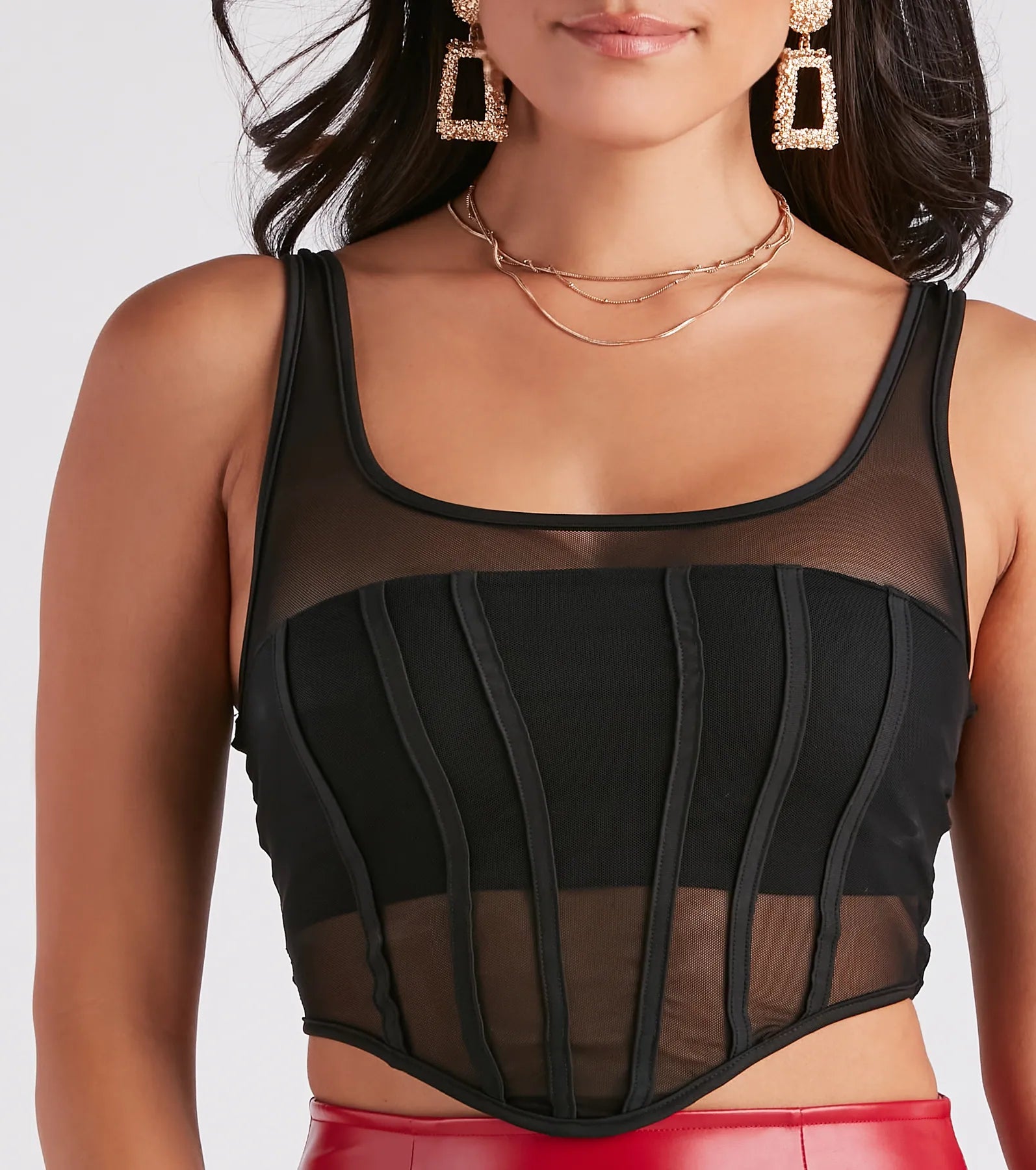 Night Out Mood Sheer Bustier Top