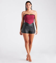 Having A Moment Ponte Tulle Corset Top