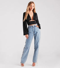 Blown Away Plunge Tie-Back Crop Top