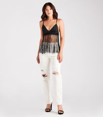 Bohemian Summer Crochet Fringe Crop Top