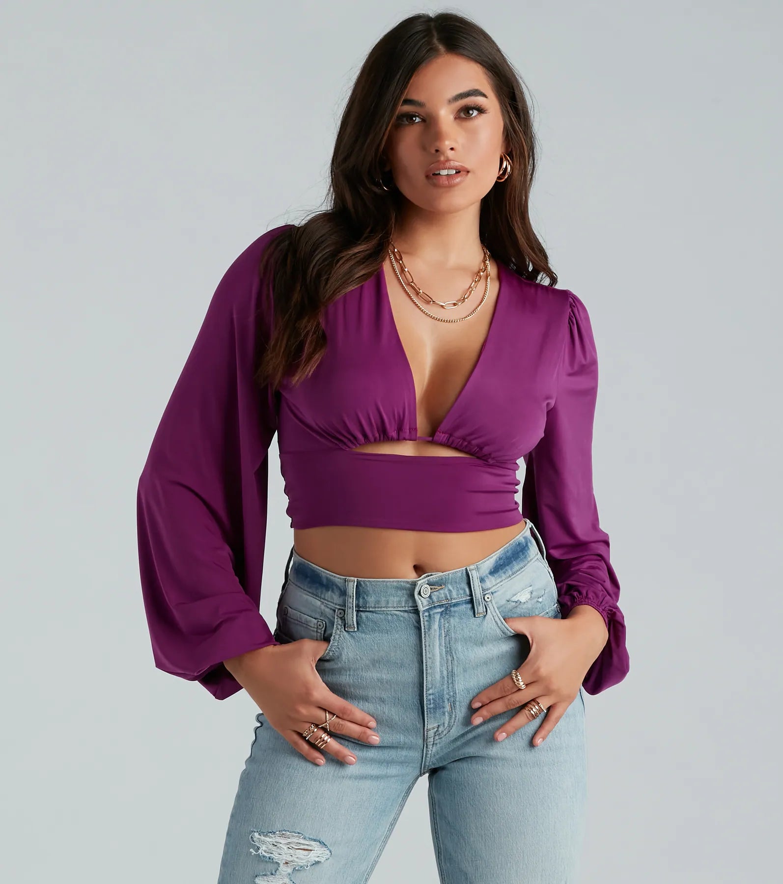 Blown Away Plunge Tie-Back Crop Top