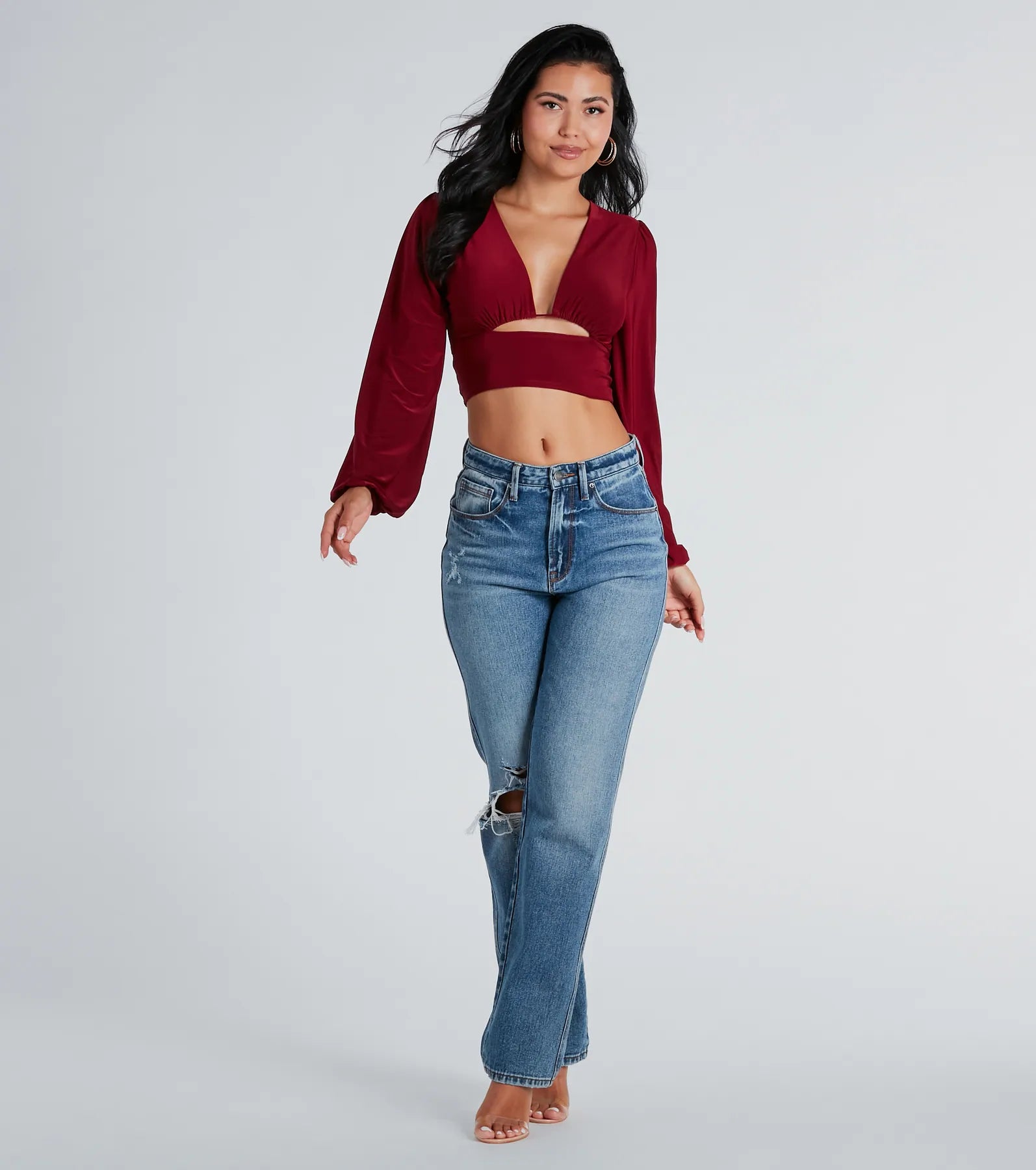 Blown Away Plunge Tie-Back Crop Top