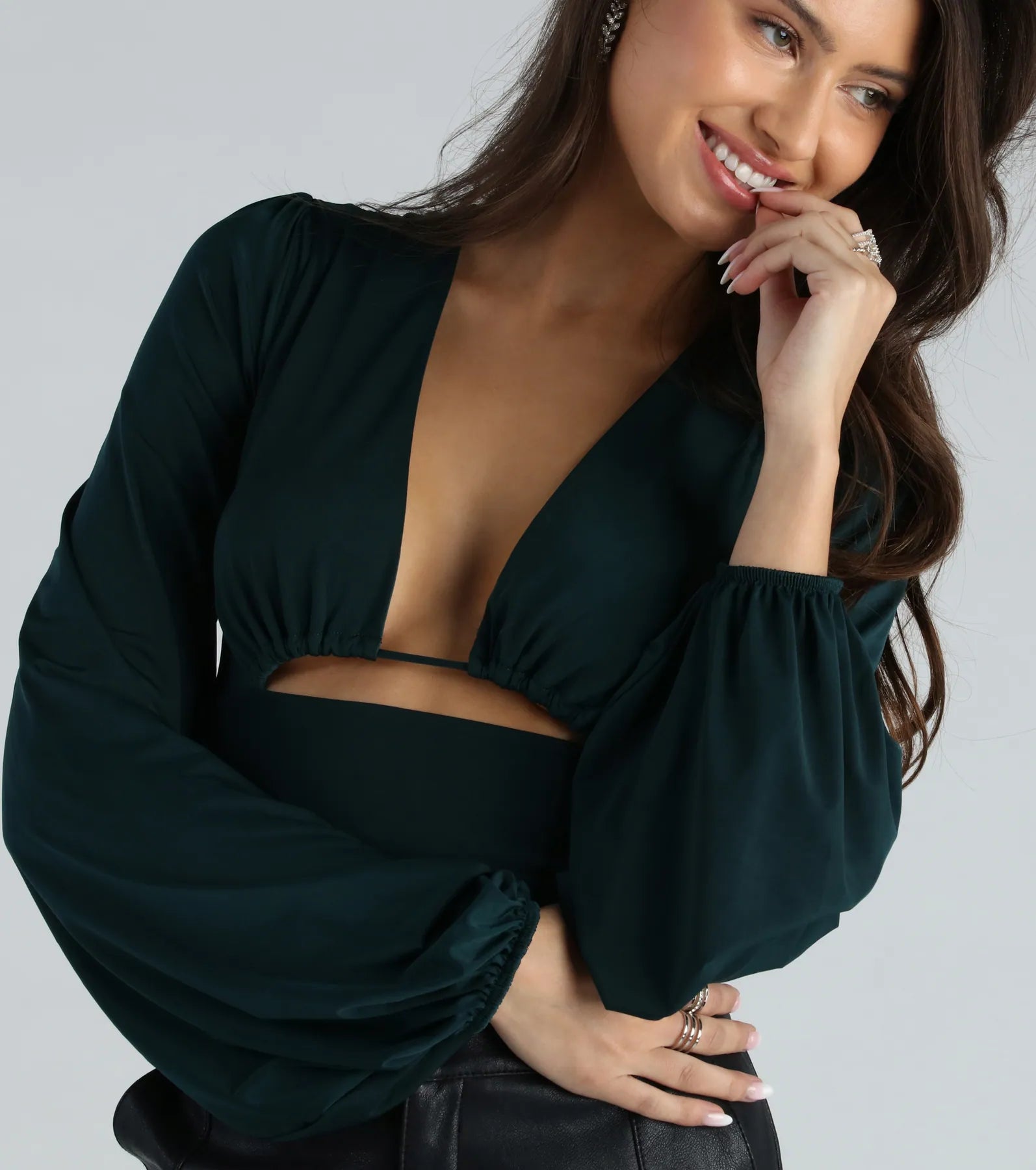 Blown Away Plunge Tie-Back Crop Top