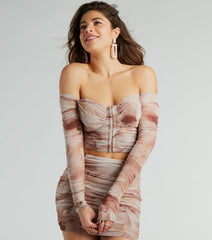 Effortless Darling Off-The-Shoulder Mesh Crop Top