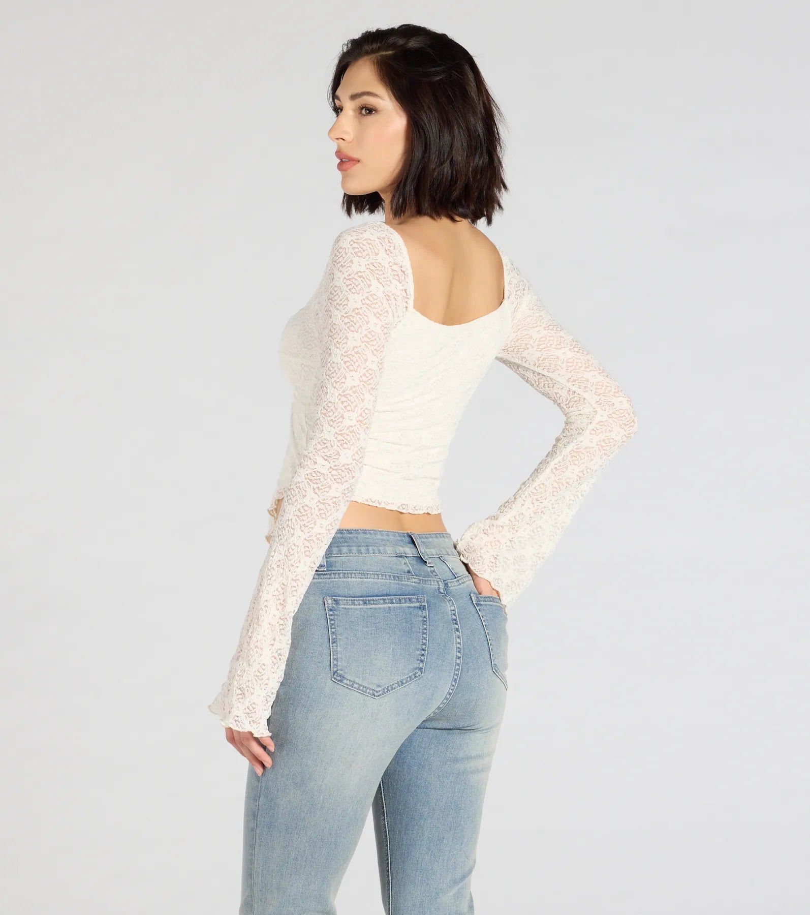 Irresistible Flair Lace Long Sleeve Crop Top