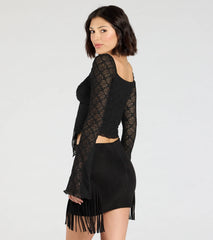 Irresistible Flair Lace Long Sleeve Crop Top