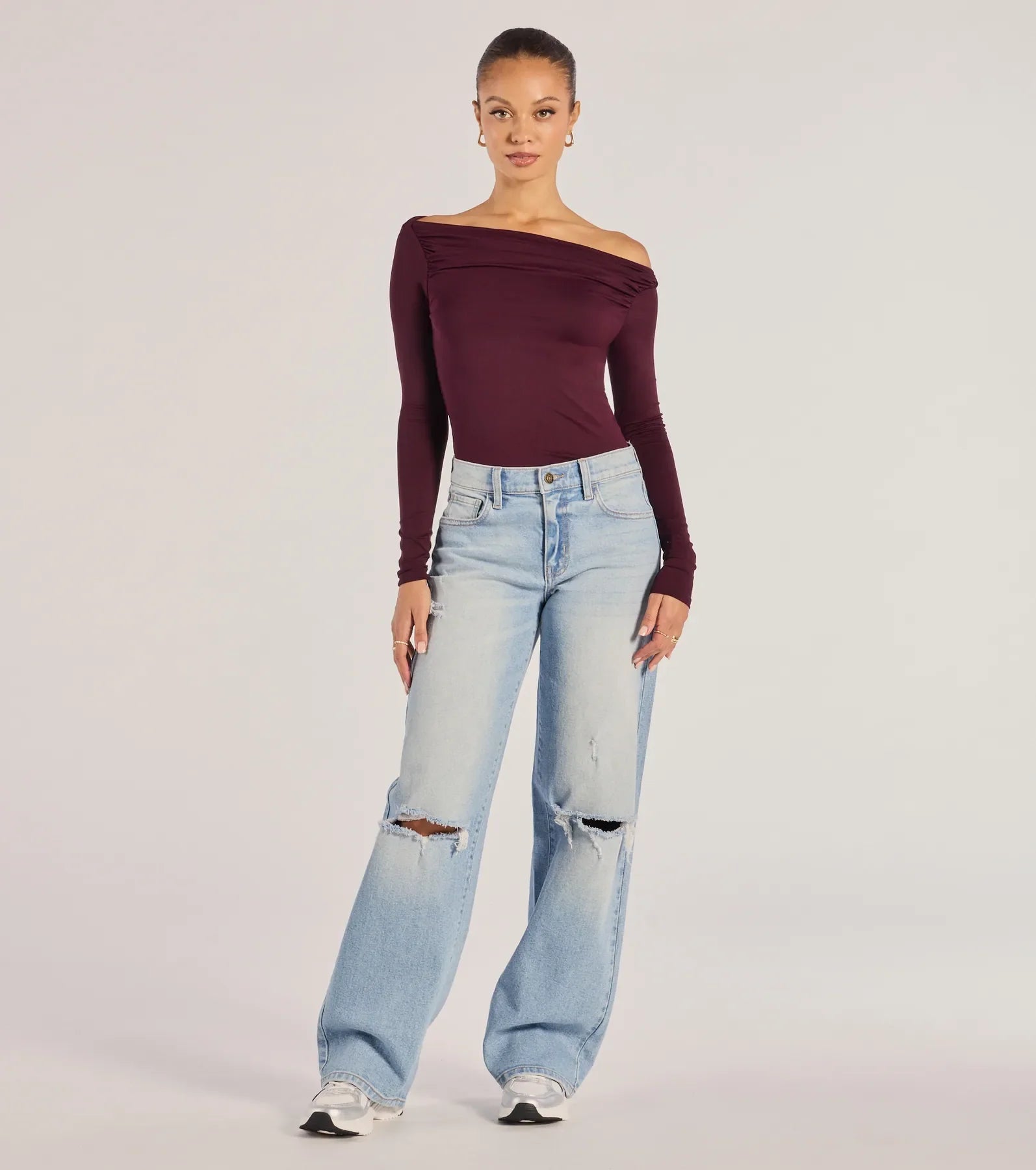 Casual Icon Off-The-Shoulder Long Sleeve Top
