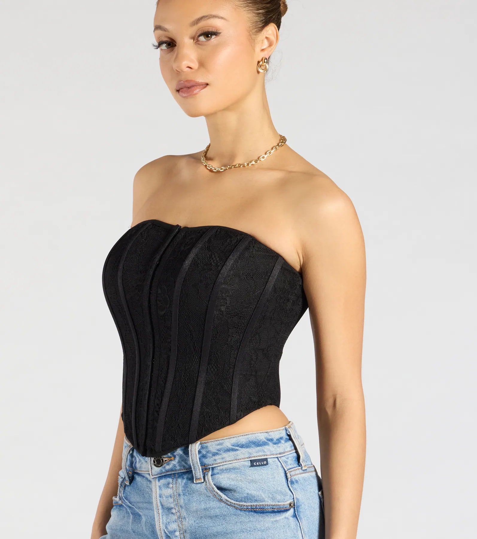 Talk Lace Strapless Corset Top