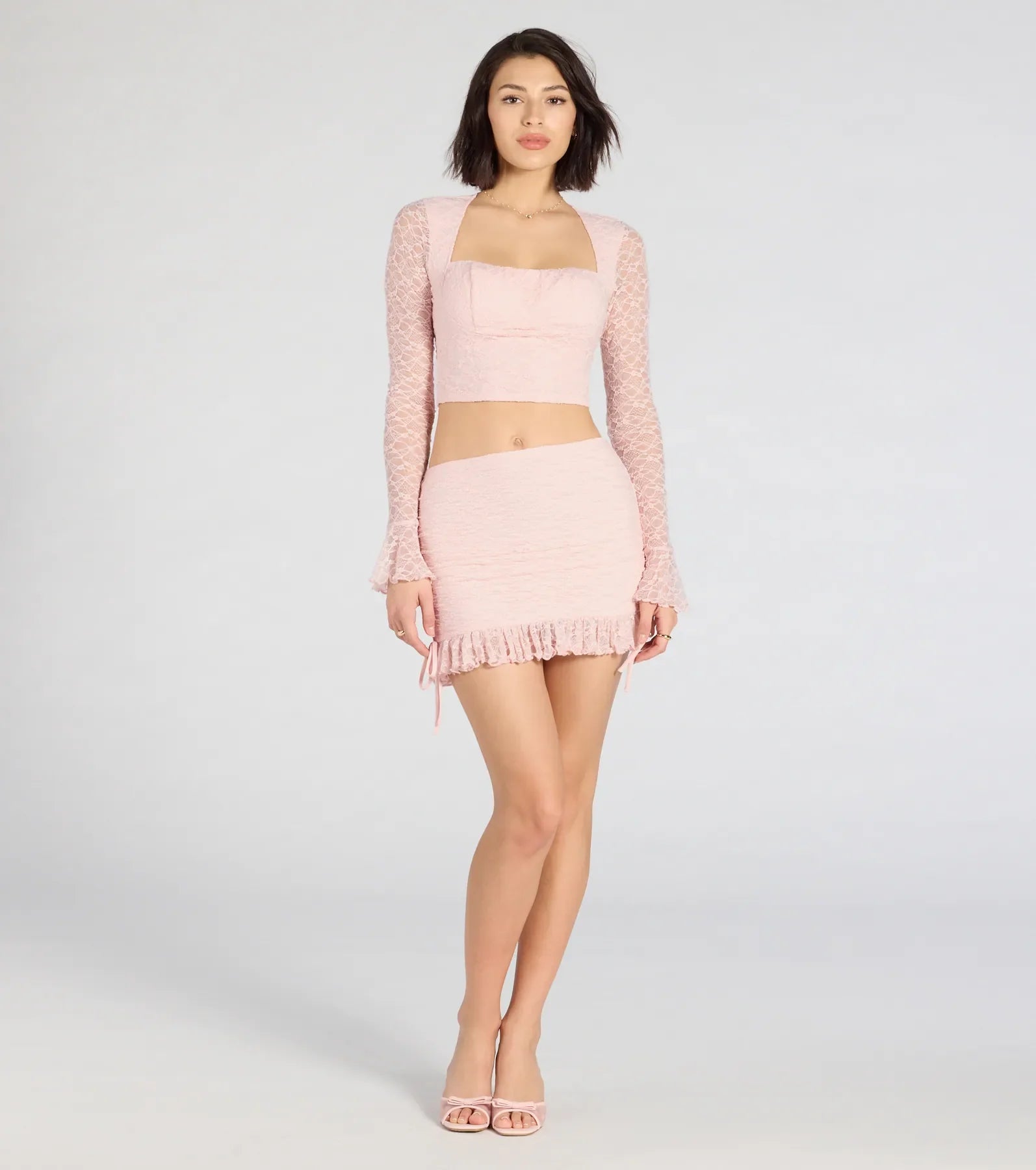 Perfect Match Long Sleeve Lace Crop Top