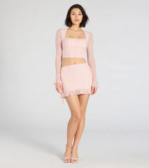 Perfect Match Long Sleeve Lace Crop Top