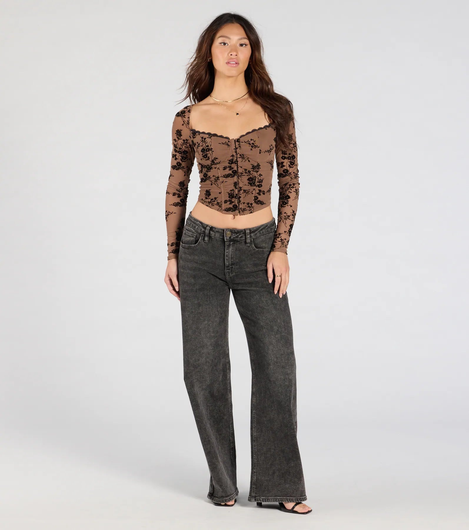 Certified Flirt Long Sleeve Corset Crop Top