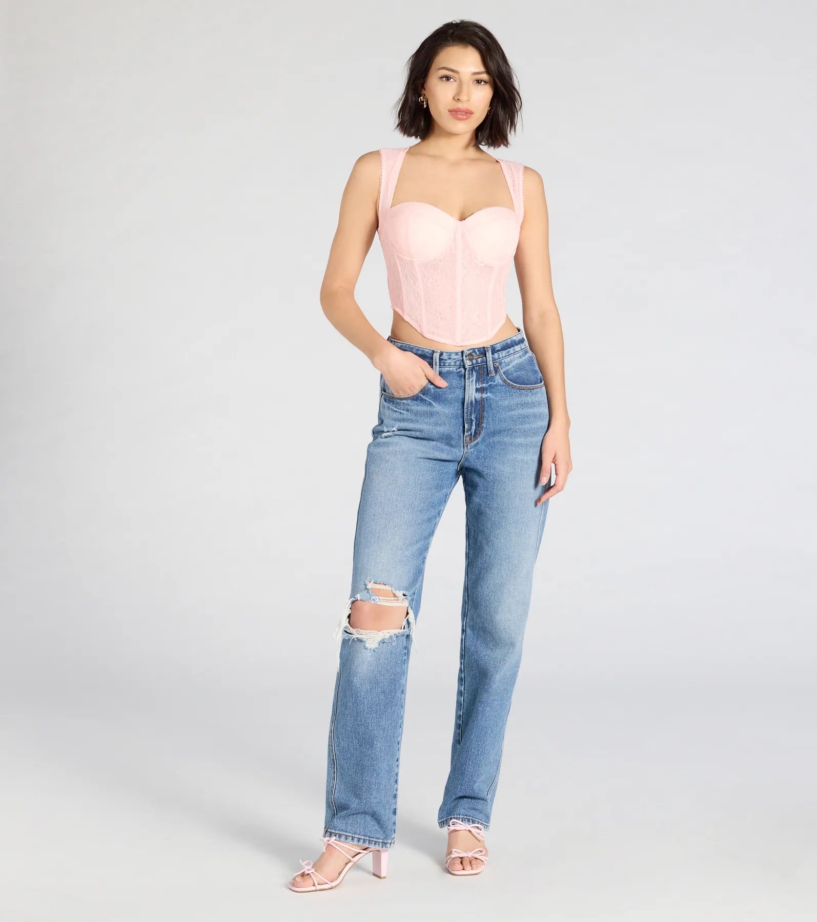 Make Hearts Flutter Lace Corset Top