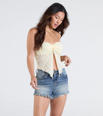 Lasting Romance Strapless Lace Crop Top