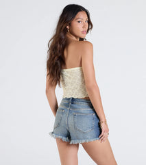 Lasting Romance Strapless Lace Crop Top