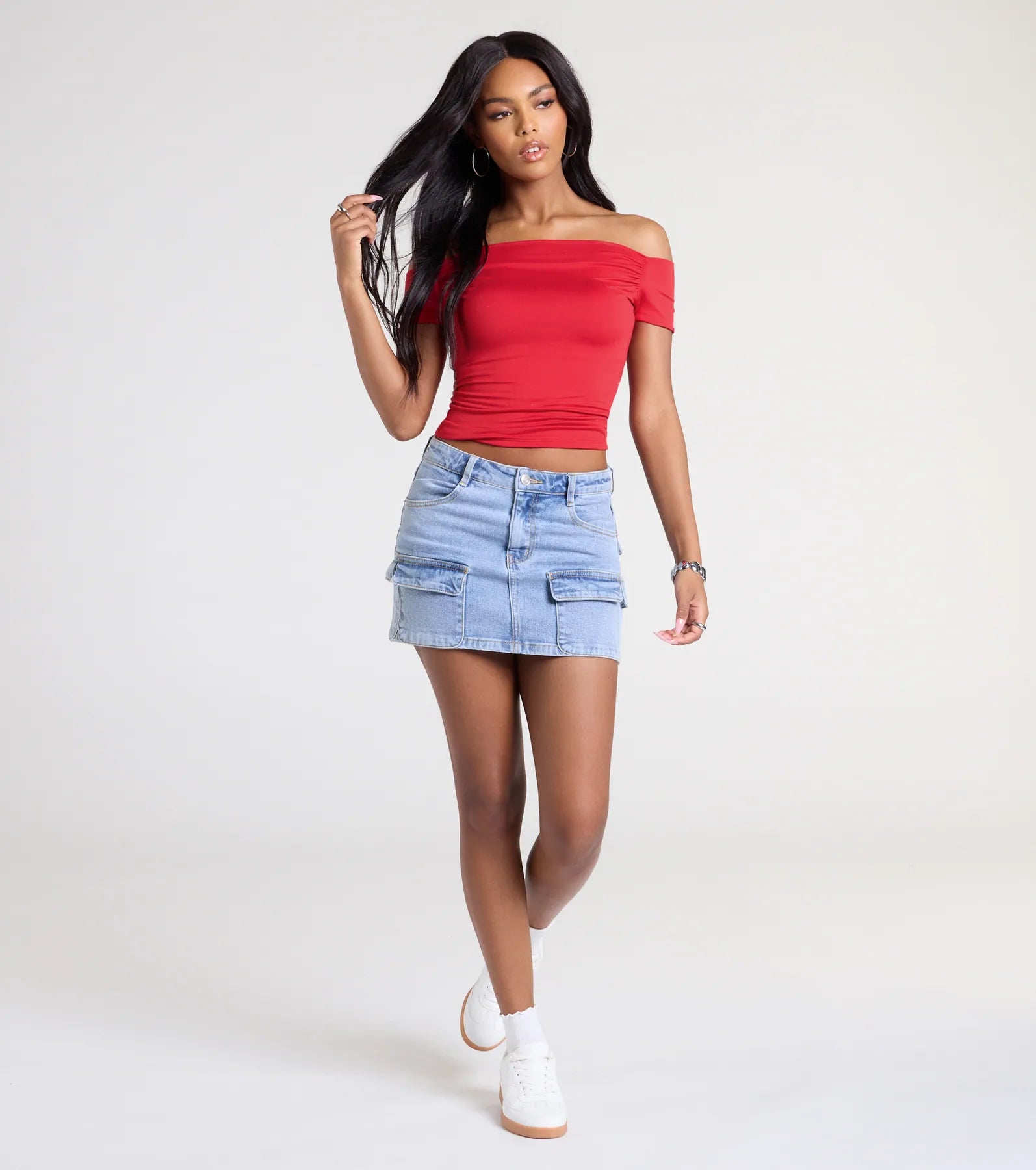 Just A Tease Off-The-Shoulder Crop Top