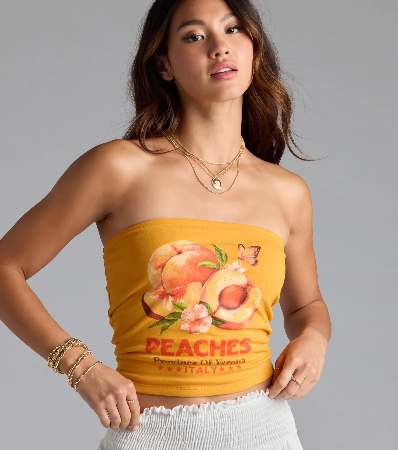 Feeling Peachy Graphic Tube Top