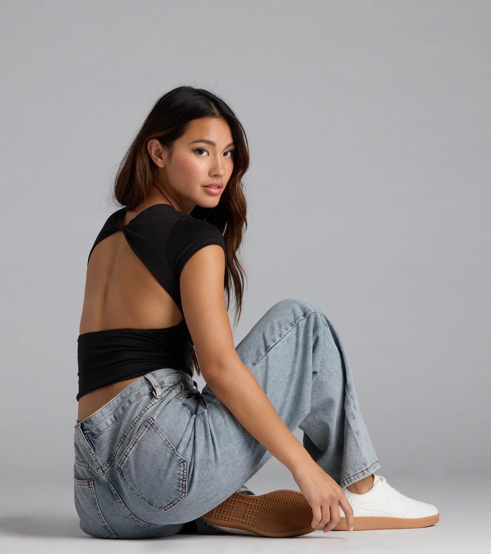 Baby Got Back Basic Crew Neck Crop Tee