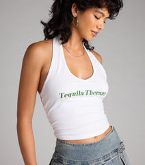 Tequila Therapy Graphic Crop Top