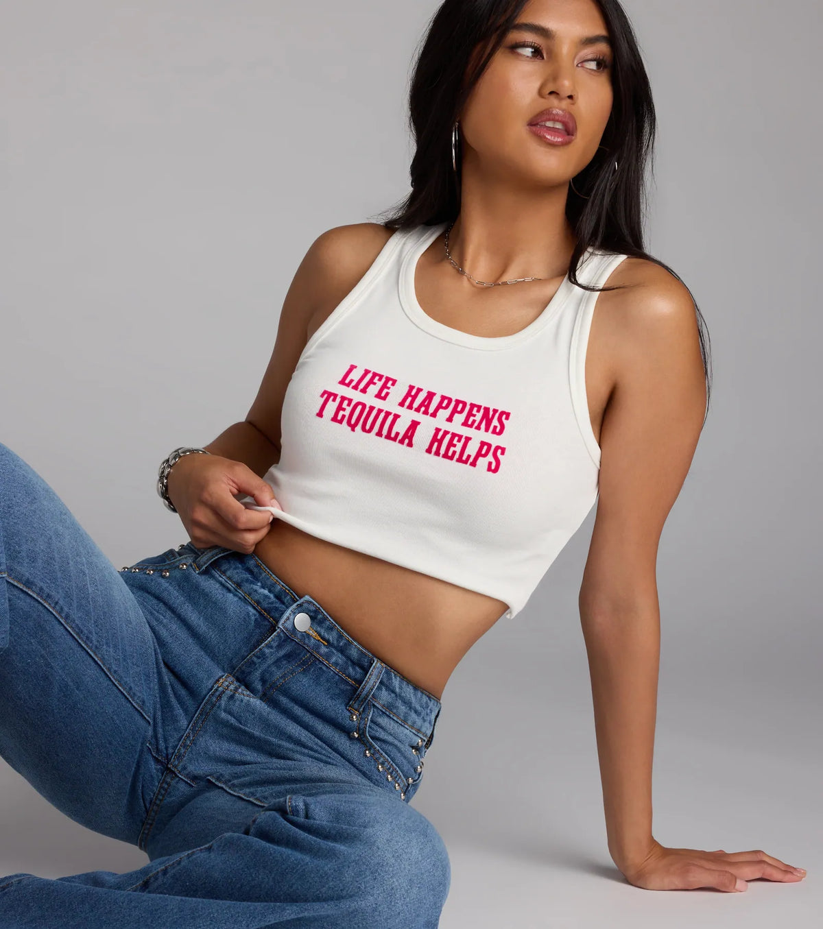 Tequila Made Me Do It Graphic Crop Top